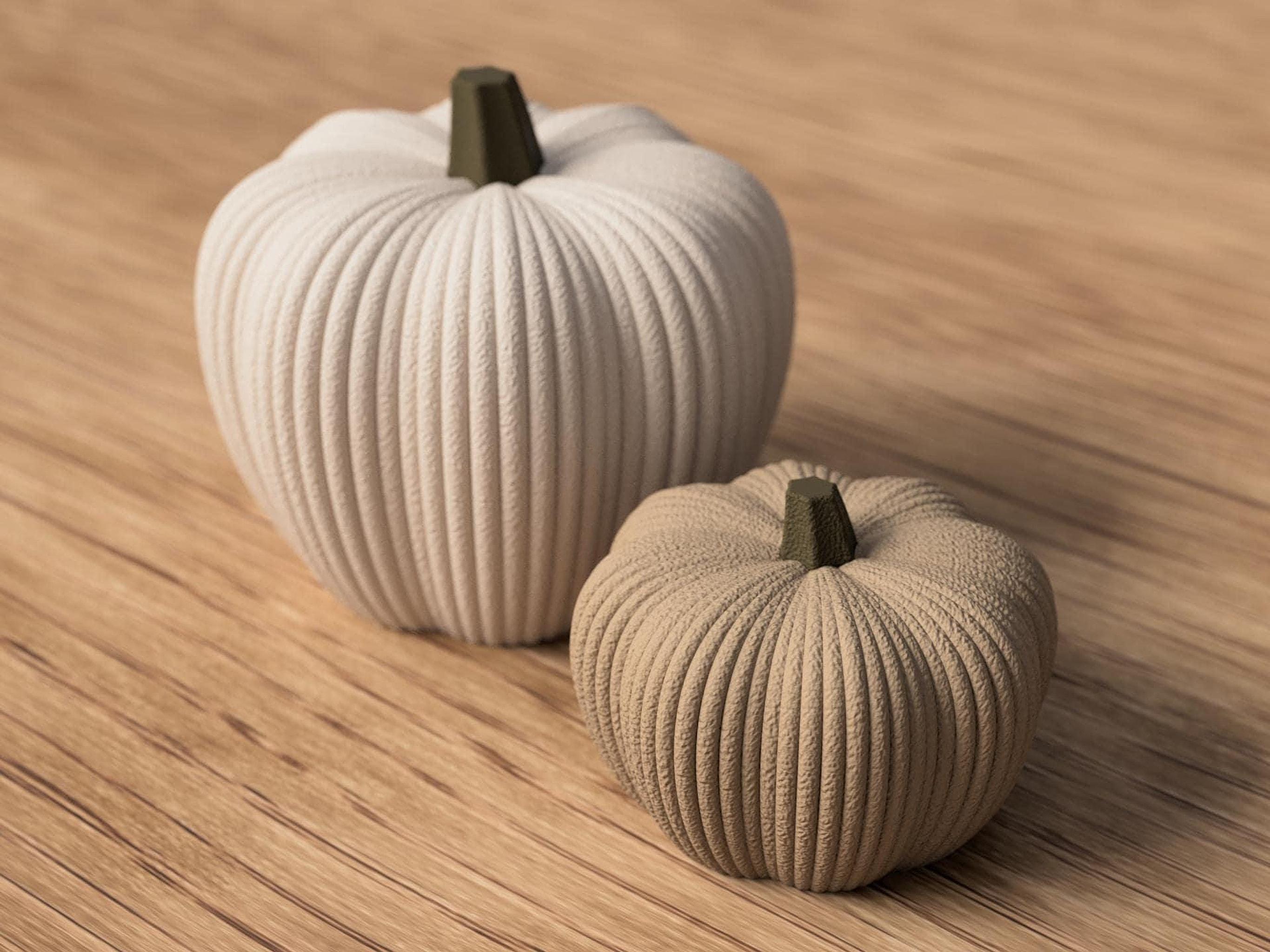 Ribbed Pumpkin Decor, Neutral Fall Home Accent, Minimalist Autumn Table Centerpiece, Modern Thanksgiving Decor – photo 7